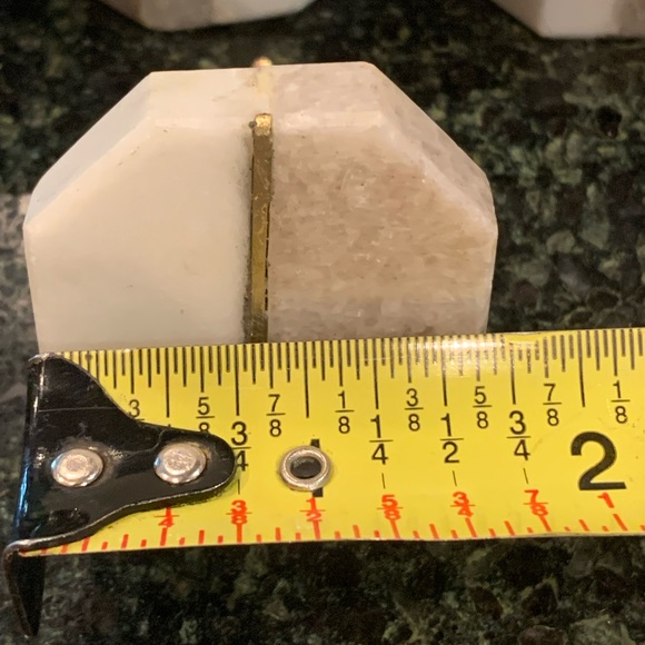 Set of 8 marble and gold stone decorative drawer pulls. Heavy, geometric - Picture 6 of 12